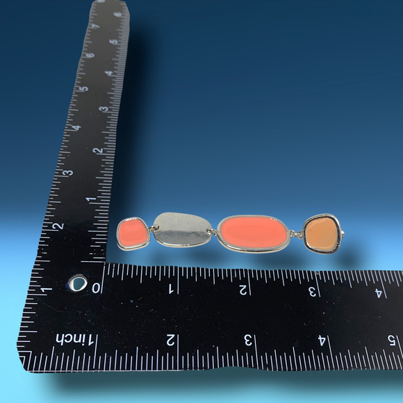 Vintage Y2K Peach Tones Enamel Dangle Earrings Pierced Matisse Artsy Eclectic - Picture 5 of 6